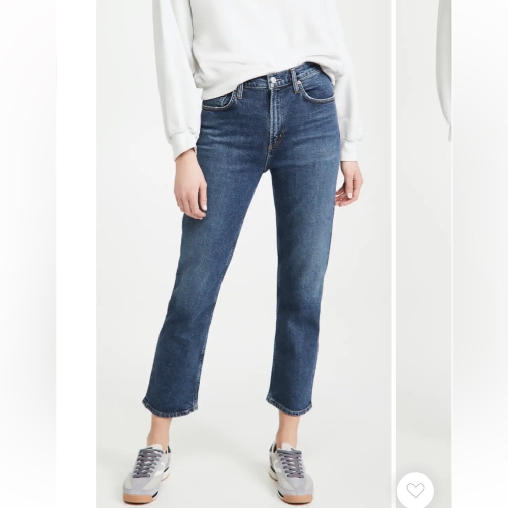 Agolde Wilder mid Rise cropped straight. Raw Hem